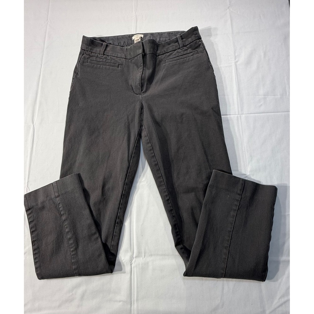J.Crew Stretch Chino Pants Charcoal Gray Slim Straight Leg Size 4R